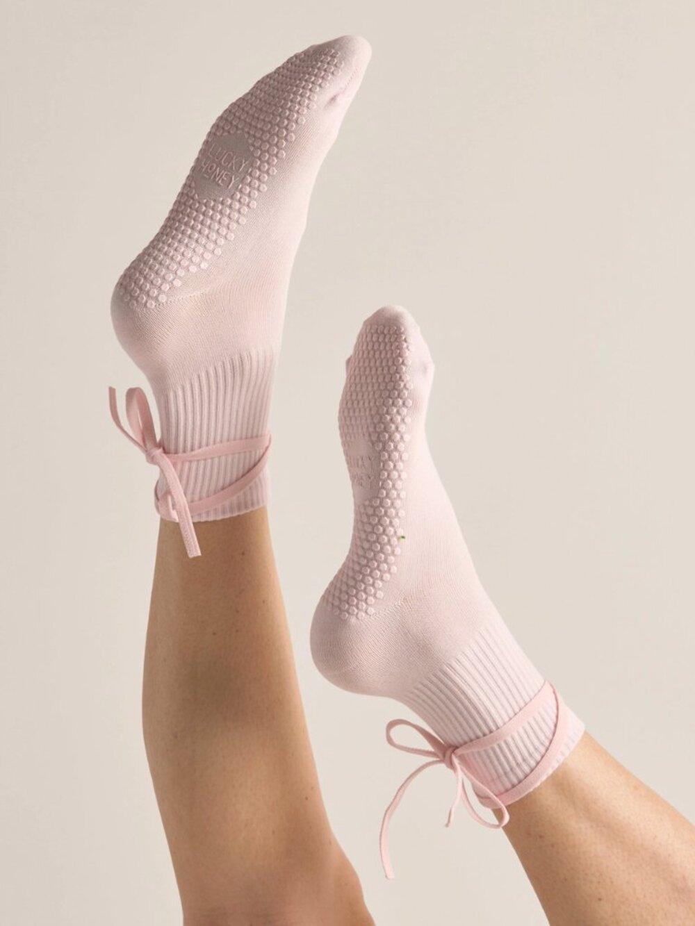 Lucky Honey The Nina Grip Sock Ballet Pink NWT